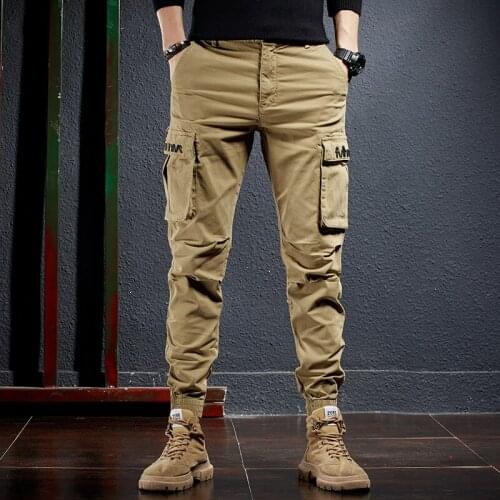 Korean Style Fashion Men Jeans Embroidery Designer Big Pocket Casual Cargo Pants For Men Overalls Streetwear Hip Hop Joggers