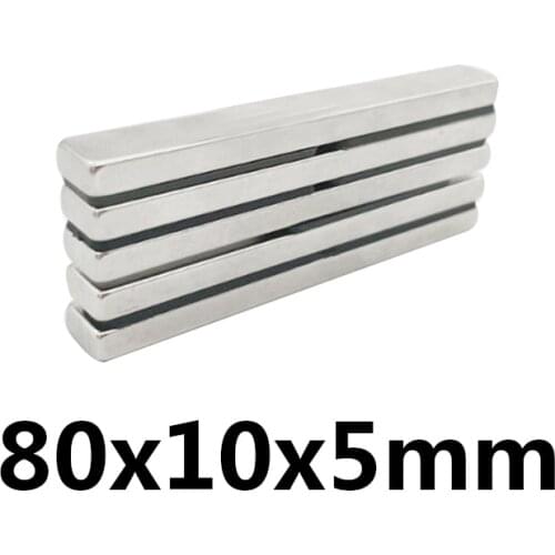 2/5/10/20pcs 80*10*5mm Super Strip N35 Big sheet Magnets 80x10x5mm Neodymium Magnet Permanent NdFeB Strong Magnets