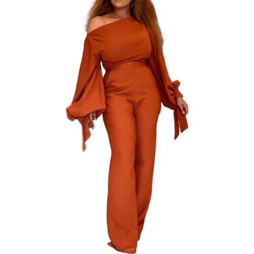 2021 New Product High Waist Straight Pants Trousers Office Lady Flare Sleeve Spring Autumn Women Jumpsuits Romper Elegant Style