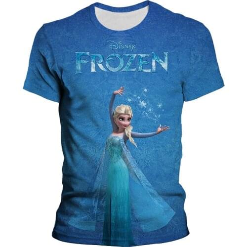 New Frozen Anna Elsa Girl Tshirt 3D Digital Printing Clothes Tops Frozen Snow Queen Men Women Cartoon Print Shirts Girls Child