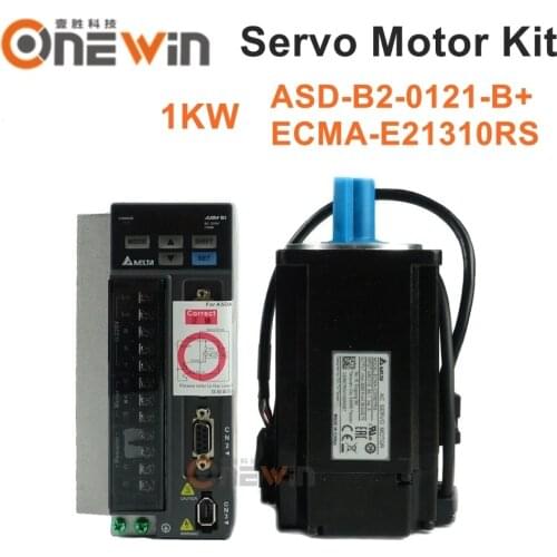 New and original 1kw 3000rpm 3.18N.m ECMA-E21310RS SS + ASD-B2-1021-B AC servo motor drive kit and 3M cable with with brake