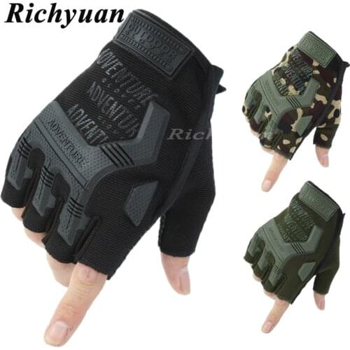New Outdoor Hard Knuckle Fingerless Tactical Gloves Men Shooting Airsoft Combat Hunting Hiking Army Military Gloves Half Finger