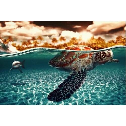 Swimming turtle The wooden puzzle 1000 pieces ersion jigsaw puzzle white card adult childrens educational toys