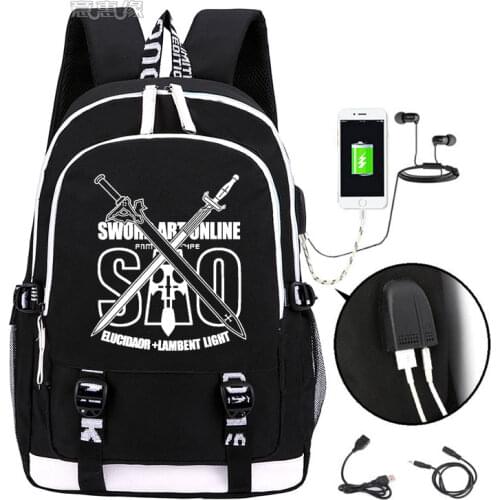 Sword Art Online backpack 2019 Trendy usb laptop school bag for teenagers bookbag Kirito cosplay Oxford travel Backpacks