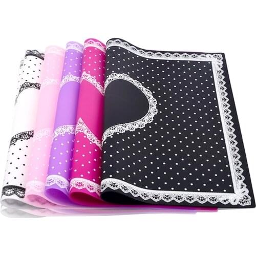 1 Pcs Silicone Foldable Nail Art Table Mat Pad Cute Dot Lace Design Washable Beauty Care Salon Equipment Manicure Tools