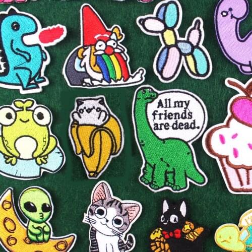 DIY Cute Dinosaur Patches Iron On Patch On Clothes Embroidery Patches For Clothing Animals/Food Stickers Patch Applique Jacket