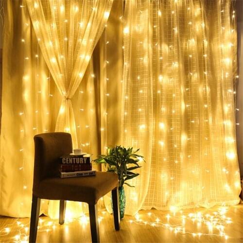 BEIAIDI 3Mx3M 6x3M 10X1M 10X5M LED Fairy Curtain Light Christmas String Light Outdoor Holiday Wedding Xmas Fairy String Garland