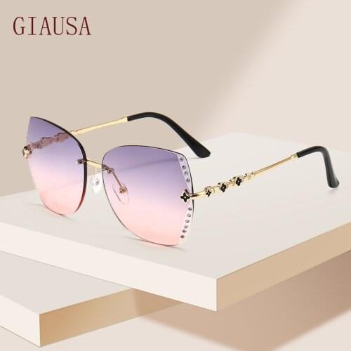 GIAUSA New style rimless cut edge Sunglasses European and American fashion trend big frame ocean film Sunglasses