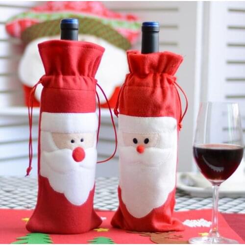 13" Wine Bottle Bag Red Wine Bottle Cover Bags Xmas Santa Claus Wine Bottle Cover Bag Christmas Decorations