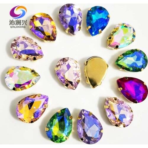 Super beauty Golden bottom M color DR shape High quality Glass Crystal sew on claw rhinestones,Diy/Clothing accessories