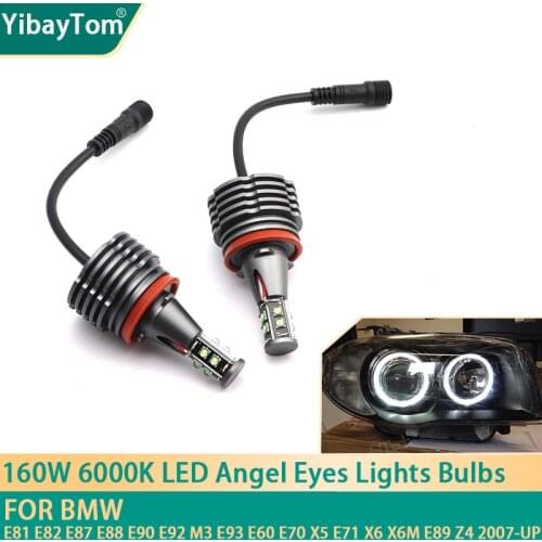 2p 160W 6000K lamp LED Angel Eyes Marker Light Bulbs For BMW E81 E82 E87 E88 E90 E92 M3 E93 E60 E70 X5 E71 X6 X6M E89 Z4 2007-UP