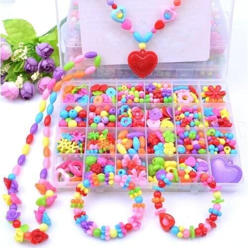 Creative Childrens Beaded Toy Set Girl Diy Handmade Puzzle Wear Bead Necklace Female Beaded Toy Beads Set Girl Toys Random send