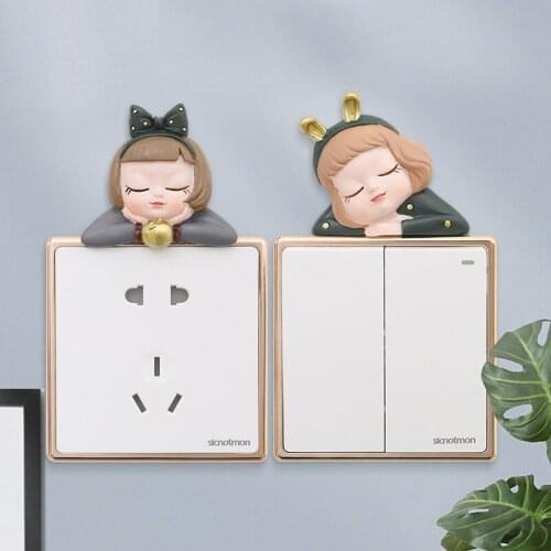 Creative light luxury cute girl home room decoration childrens room kindergarten wall decoration Nordic cartoon switch stickers