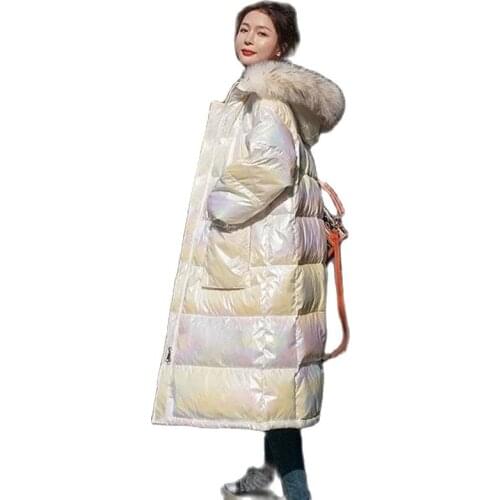 Bright Colorful Down Cotton Coat New Womens Hooded Jacket 2021 Winter Mid-length Korean Parkas Women Fashion Rain Coat Women