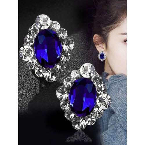 NEW FASHION EARRING Anti Allergy Charm Elegant and Exotic Blue Crystal Stud Earings For Women Fall Female Made In China In 2021