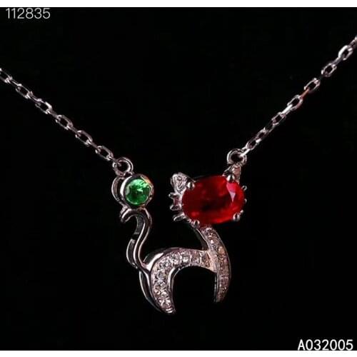 KJJEAXCMY Fine Jewelry 925 Sterling Silver inlaid Natural ruby Female new Pendant Necklace luxury Support test hot selling