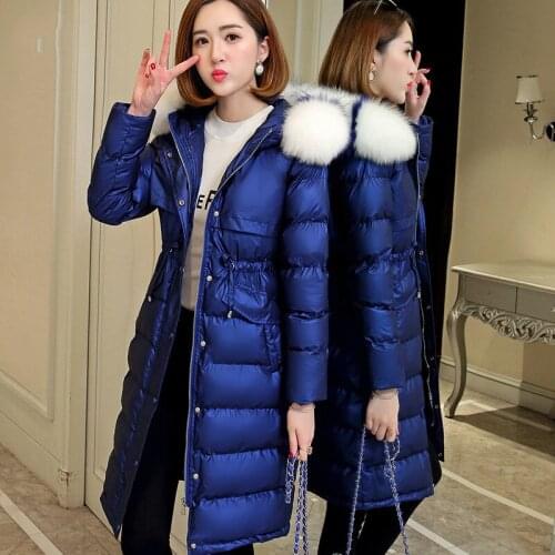 Winter Jacket Women Parka 2020 Padded Long Coat Large Fur Collar Korean Female Jacket Parkas Chamarras De Mujer KJ1012