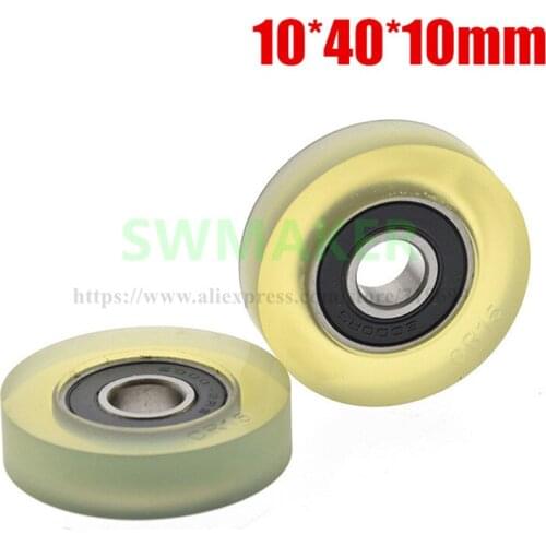 1pcs 10*40*10mm 6000RS glue coating, polyurethane roller, plane press wheel, silent transmission, roll pulley with soft rubber