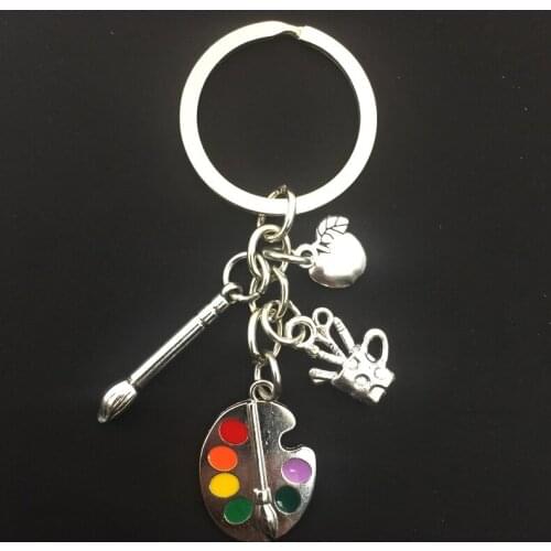 1 piece of handmade brush pen holder and drawing board keychain looking for palette student gift key ring handmade jewelry