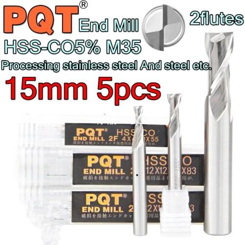 15*16*32*92mm 5pcs/set 16mm petiole 2flutes Japan PQT HSS-CO M35 End Mill Processing stainless steel And steel etc