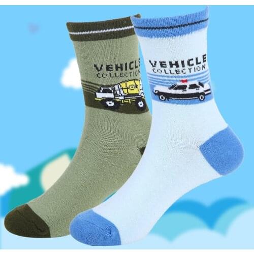 4 pairs / lot children socks 2017 Spring &autumn cartoon car 5 colors cotton kids boys socks 1- 12 year baby socks