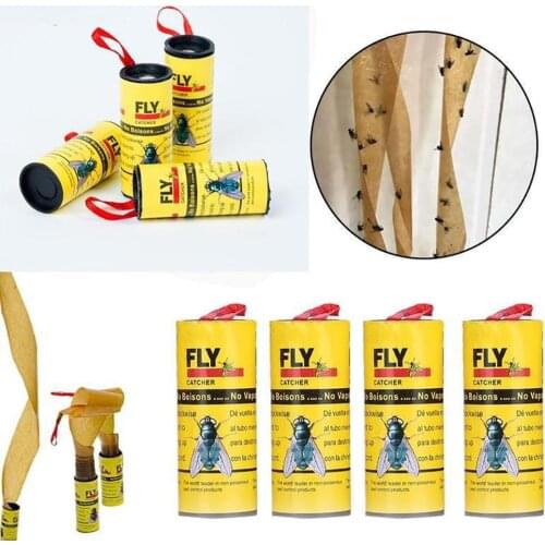 4 Rolls Sticky Fly Paper Eliminate Flies Insect Bug Glue Paper Catcher Trap Fly Glue Garden Pest Control Home Practical Tool *65