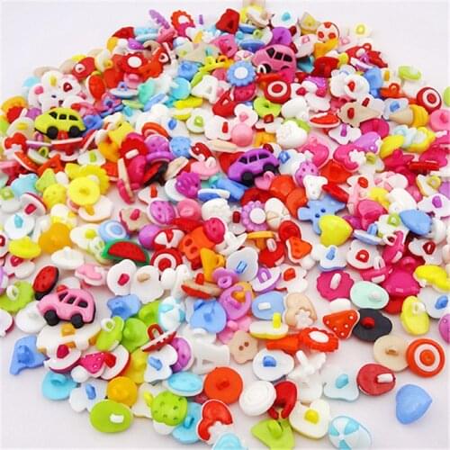 50/100 Mix Shape Lots Colors DIY Scrapbooking Cartoon Buttons Plastic Buttons Childrens Garment Sewing Notions PT99