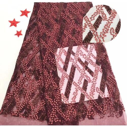 African 3D Sequins Lace Fabric 2019 High Quality Lace French Sequence Tulle Lace Nigerian Lace Fabrics For Wedding ZP981