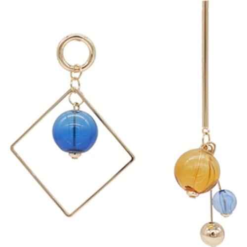 Asymmetrical Bubble Korean Dangle Earrings For Women Original Glass Ball INS Long Drop Earrings Jewelry Earings 2020