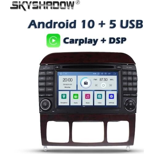 Carplay DSP Car DVD Player PX6 IPS Android 10 4GB +64GB Bluetooth RDS Radio GPS Map Wifi For Benz W220 S400 S420 S430 W215 CL600