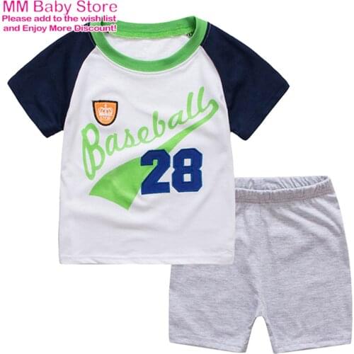 Free Shipping Clothes Child Boy 1-7Years Pajamas Summer Childrens Clothes Short Sleeve Cartoon Suit Cotton Kids Clothing Sets