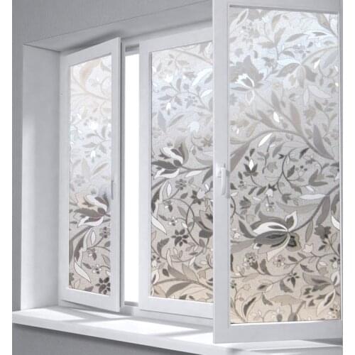 Electrostatic 3D Privacy Window Film Tulip Flower Frosted Decorative Self-Adhesive Films Glass Sticker Opaque Stained 45*100cm