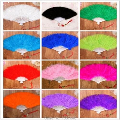 Beautiful high quality fluffy feather hand fan dance stage show props wedding party 1pcs Goose feather fan decoration