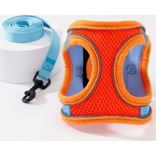 Fashion Reflective Vest Dog Outdoor Harness + Leash Set Walking Leads for Small Cats Dogs Set Adjustable Harness Pet Accessories