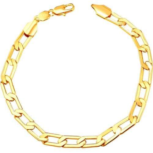 Curb Link Chain Bracelets Men Trendy Jewelry Rose Gold/Gold Color Men Bracelets Bangles H257