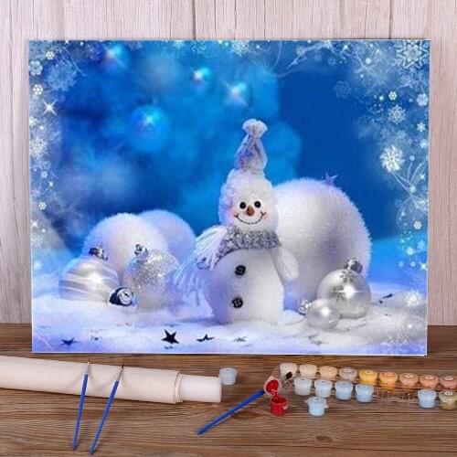 Christmas Snowball Paint By Numbers Complete Kit Acrylic Paints 50*70 Canvas Pictures Decoration Crafts Adults Drawing