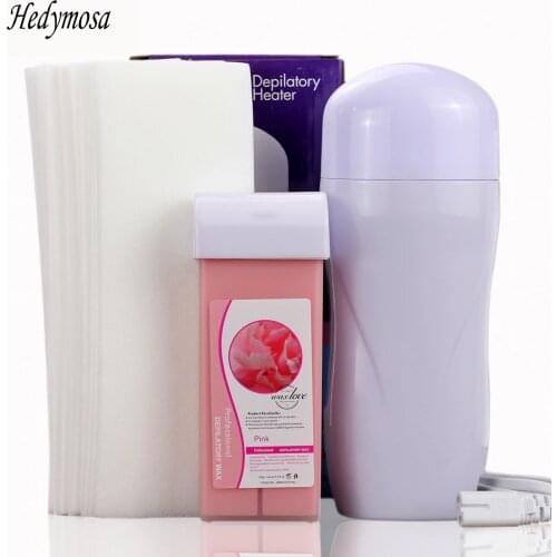 Wax Heater Set Hair Removal Machine 110V/220-240V Shaving Electric Depilatory Facial Eyebrow Mini Epilator Wax-Melt strips *30