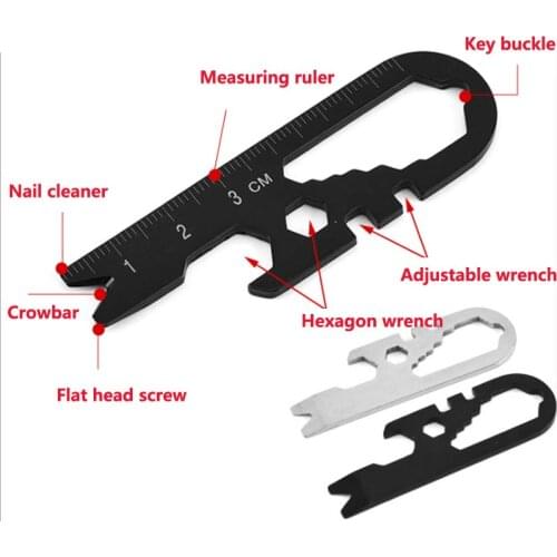 Stainless steel multifunctional small wrench tool card creative bottle opener wrench outdoor portable EDC tool