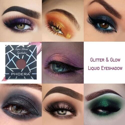 PHOERA 12 Colors Matte Shimmer Glitter Glow Eye Shadow Mini Waterproof Diamond Glitter Eyeshadow TSLM2