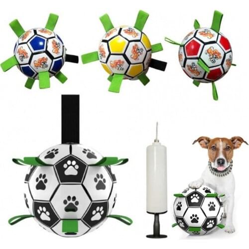 Rubber Pet Toy Tnteractive Dog Soccer Ball Durable Chew Toys Puppy Football Outdoor Training Accessories Small Large Dogs Balls