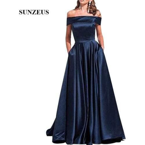 Navy Blue Brides Mother Dresses For Weddings Off Shoulder Bateau Neckline Long Wedding Guest Dress Elegant Women Formal Gown