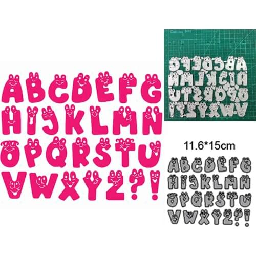 Smile 26 Letters Metal Crafts Cutting Die Cuts, DIY Crafts Template Scrapbook Cards Cutting Dies Cut Stencils for DIY