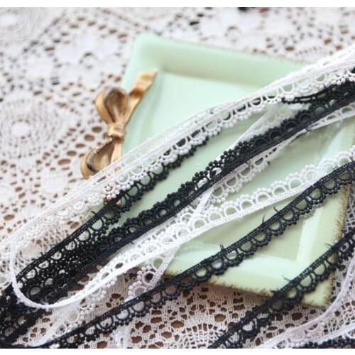 15 Yards Good quality White Black Hollow Flower Venice Lace trim Wedding DIY Crafted Sewing Venise Lace Fabric 8mm