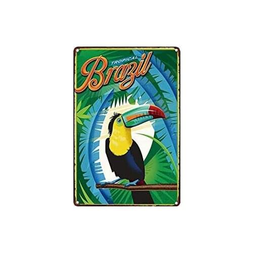 Vintage Retro Metal Tin Sign Tropical Brazil Home Bar Kitchen Wall Decor Sign 12X8Inch