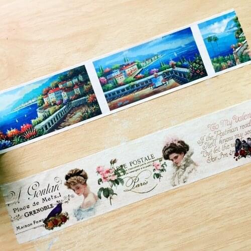 40mm*5m high quality washi paper tape/beautiful City scene and Vintage lady masking japan washi tape