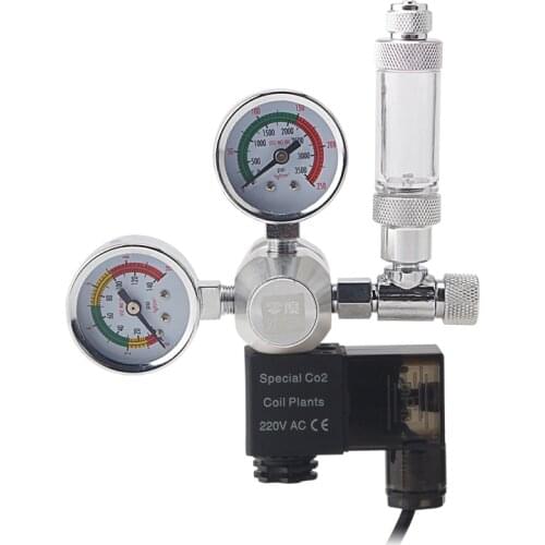 W21.8 G5/8 Aquarium CO2 Regulator Fish tank Magnetic Solenoid Valve CGAPressure Reducing Valve CO2 Control System Kit 220V 110V