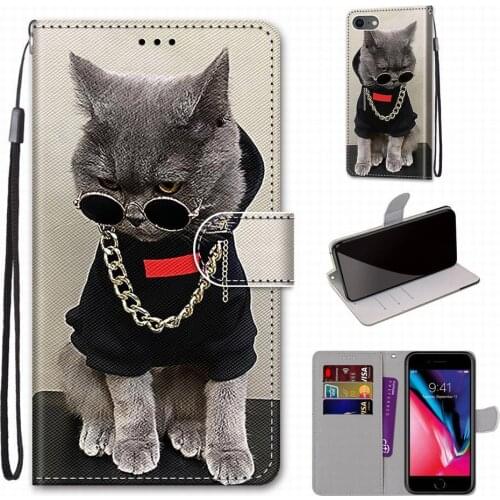 Funny Flip Case Card Slot Wallet For Samsung Galaxy S5 S6 S7 S8 S9 S10 Plus S10E S20 Fe A42 Magnetic Cute Holster Book Capa E08F