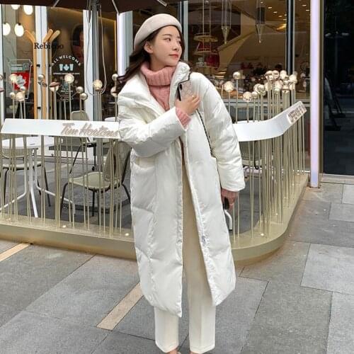 Womens Mid-Length New Korean Style Loose Thick Winter Bright Bread Jacket