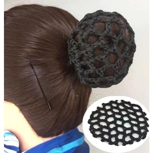 10CM Fashion Women Solid Black, Blue Hair Net Mesh Crocheted Bun Cover Ponytail Stretch Adults And Children Can Use Bun
