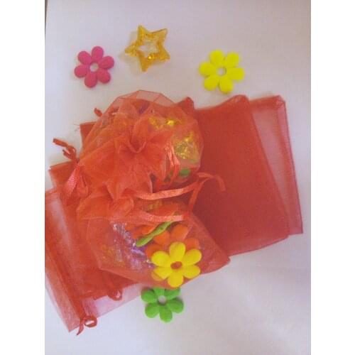 1000pcs 7*9 red gift bags for jewelry/wedding/christmas/birthday Organza Bags with handles Package display drawstring Yarn bag